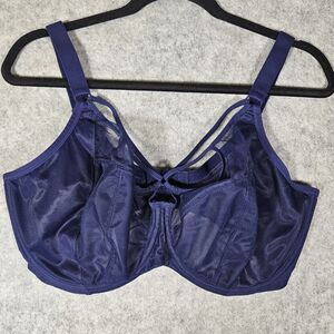 Elomi Navy Sachi Plunge Sheer Mesh Underwire Support Comfort 4350 Bra Size 36K